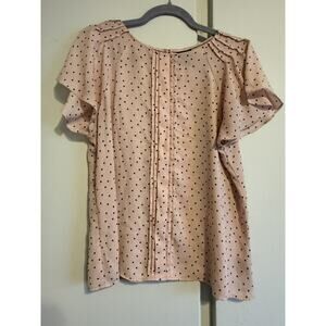 Worthington Sheer Blouse/Top for Women Pink Polkadot| Great Condition | Sz PL